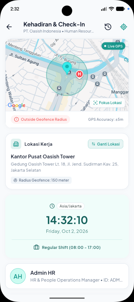Oasish Mobile ESS Presensi GPS Real-Time